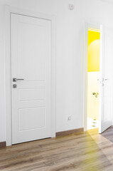 New Scandinavian-style apartment with white doors and white walls