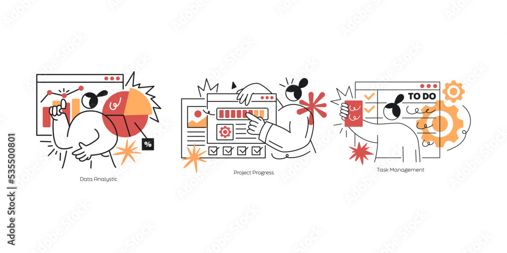 Aufkleber flat vector design statistical and data analysis for business finance investment concept. flat vecto