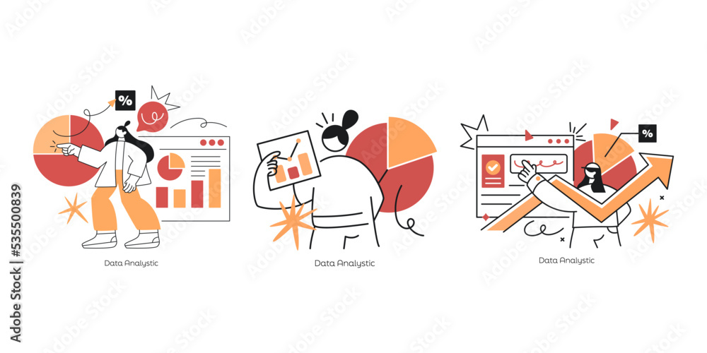 Poster flat vector design statistical and data analysis for business finance investment concept. flat vecto