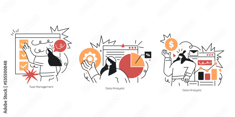Poster flat vector design statistical and data analysis for business finance investment concept. flat vecto