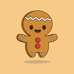 Cartoon gingerbread cookies isolated background. Happy Christmas Vector illustration