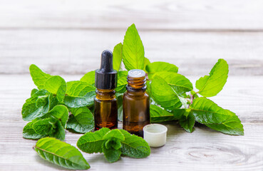 The mint extract in a small jar.