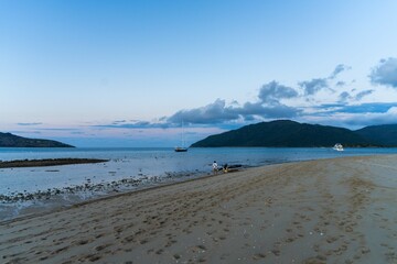tourist boats and tour boats in the whitsundays queensland, australia. travellers on the great barrier reef, over coral and fish. tourism yachts of young people partying on the water