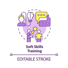 Soft skills training concept icon. Employee development programs type abstract idea thin line illustration. Communication. Isolated outline drawing. Editable stroke. Arial, Myriad Pro-Bold fonts used