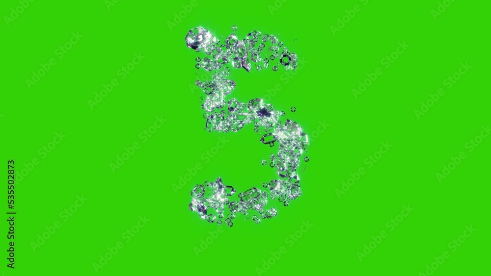Poster finest brilliants number 5 - gems font on green screen, isolated - loop video