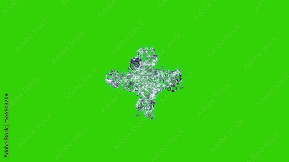 Poster clear diamonds plus - gems font on chroma key screen, isolated - loop video