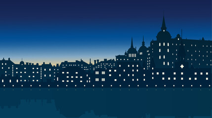 Stockholm silhouette background. Evening city scape view.
