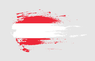 Grunge brush stroke flag of Austria with painted brush splatter effect on solid background