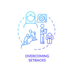 Overcoming setbacks blue gradient concept icon. Deal with work failure. Support and help. Reclaim motivation abstract idea thin line illustration. Isolated outline drawing. Myriad Pro-Bold font used