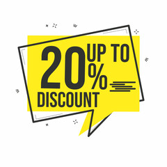 Special discount 15 up 95 yellow tag isolated vector illustration. Discount offer price tag, symbol for advertising campaign in retail, sales promotion marketing