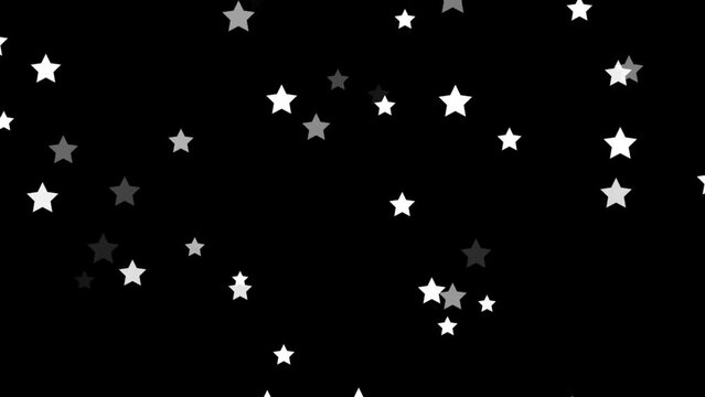 Hand drawn shining stars. Set of animated cartoon white sparkles in doodle style on transparent background. Alpha channel. Looped stickers for videos. A cloud of cosmic shining dust.