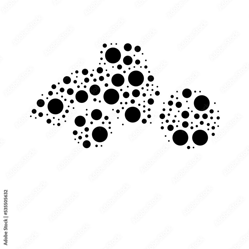 Poster a large road roller symbol in the center made in pointillism style. the center symbol is filled with
