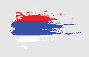 Grunge brush stroke flag of Republika Srpska with painted brush splatter effect on solid background