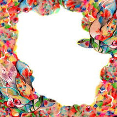 Decorative rectangular sublimation. Frams.Abstract Drawing Of The Sea, Turtle. Background Template for lettering and photo insertion. Handmade drawing with colored pencils.Set, collection.