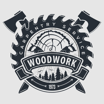 Woodwork Carpentry logo design template. Vector illustration
