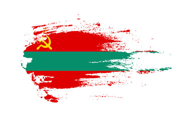 Grunge brush stroke flag of Transnistria with painted brush splatter effect on solid background