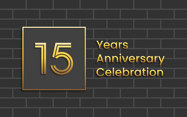 15th Anniversary Celebration, Perfect template design for anniversary celebration with gold color for booklet, leaflet, magazine, brochure poster, web, invitation or greeting card. Vector template