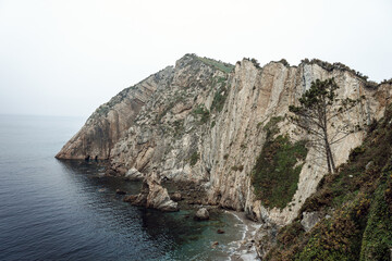 Fototapeta na wymiar SIlencio Beach cliffs in Asturias in a landscape