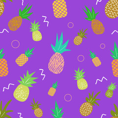 Vector image. Seamless pattern. Pineapples.