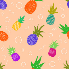 Vector image. Seamless pattern. Pineapples.