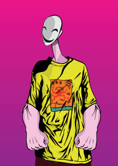 Illustration of a teenager in graffiti style. Boy. Vector illustration of a man