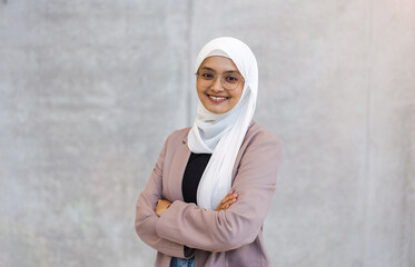 Portrait of beautiful muslim woman wearing hijab
