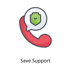 Save Support Filled  Outline Vector Icon Design illustration on White background. EPS 10 File