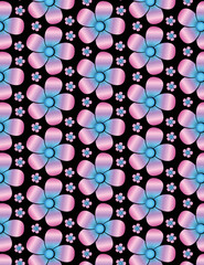 seamless azure pink flowers pattern background design vector solid black color