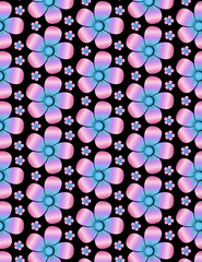 seamless azure pink flowers pattern background design vector solid black color