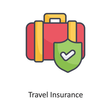 Travel Insurance Filled  Outline Vector Icon Design illustration on White background. EPS 10 File