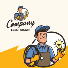 Electrician Vintage Classic Cartoon Mascot
