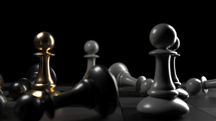 Chess pawn piece outstanding. Leadership concept