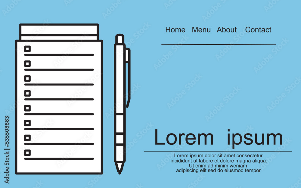 Poster notebook with pen icon.icon.vector illustration design
