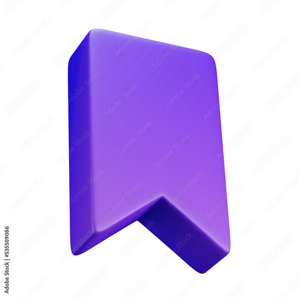 Fototapete 3d cartoon user interface illustration of a bookmark or web page reminder icon on an isolated backgr