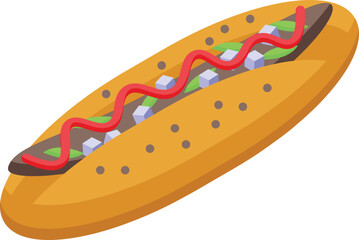 Hot dog icon isometric vector. Food stand. City market