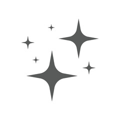 Clean, shine and sparkle black vector icon set. Star shining filled and line icons.