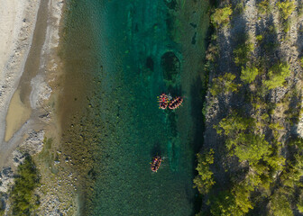 Rafting in the Koprulu Canyon National Park Drone Photo, Manavgat Antalya, Turkey