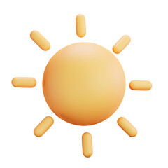 3D cartoon user interface illustration of a sun or bright light or brightness icon on an isolated background. With studio lighting and a gradient colourful texture. 3D rendering