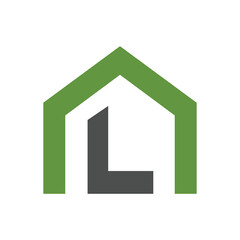 Home logo design include letter L. Real estate business