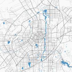 Changchun map. Detailed map of Changchun city administrative area. Cityscape panorama illustration. Road map with highways, streets, rivers.
