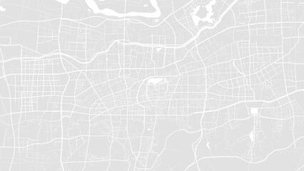 White and light grey Jinan city area vector background map, roads and water illustration. Widescreen proportion, digital flat design.