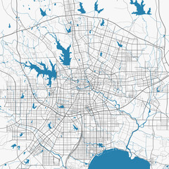 Fototapeta na wymiar Hefei map. Detailed map of Hefei city administrative area. Cityscape panorama illustration. Road map with highways, streets, rivers.