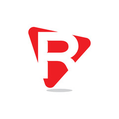 Letter R logo design with icon play. Abstract typography R icon