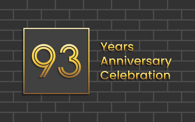 93th Anniversary Celebration, Perfect template design for anniversary celebration with gold color for booklet, leaflet, magazine, brochure poster, web, invitation or greeting card. Vector template