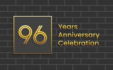 96th Anniversary Celebration, Perfect template design for anniversary celebration with gold color for booklet, leaflet, magazine, brochure poster, web, invitation or greeting card. Vector template