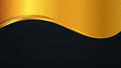 Luxury background with golden wave. Gold and black metal texture. Vector design