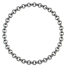 Metal chain. 3D rendering illustration. Circle frame.