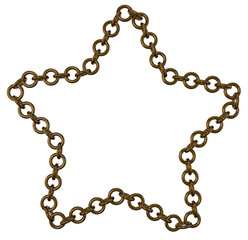 Bronze chain. 3D rendering illustration. Star frame.
