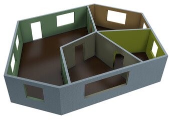 Empty room plan. 3D rendering illustration.