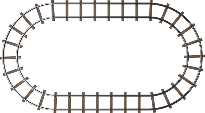 Railway track frame. 3D rendering illustration. Top view.
